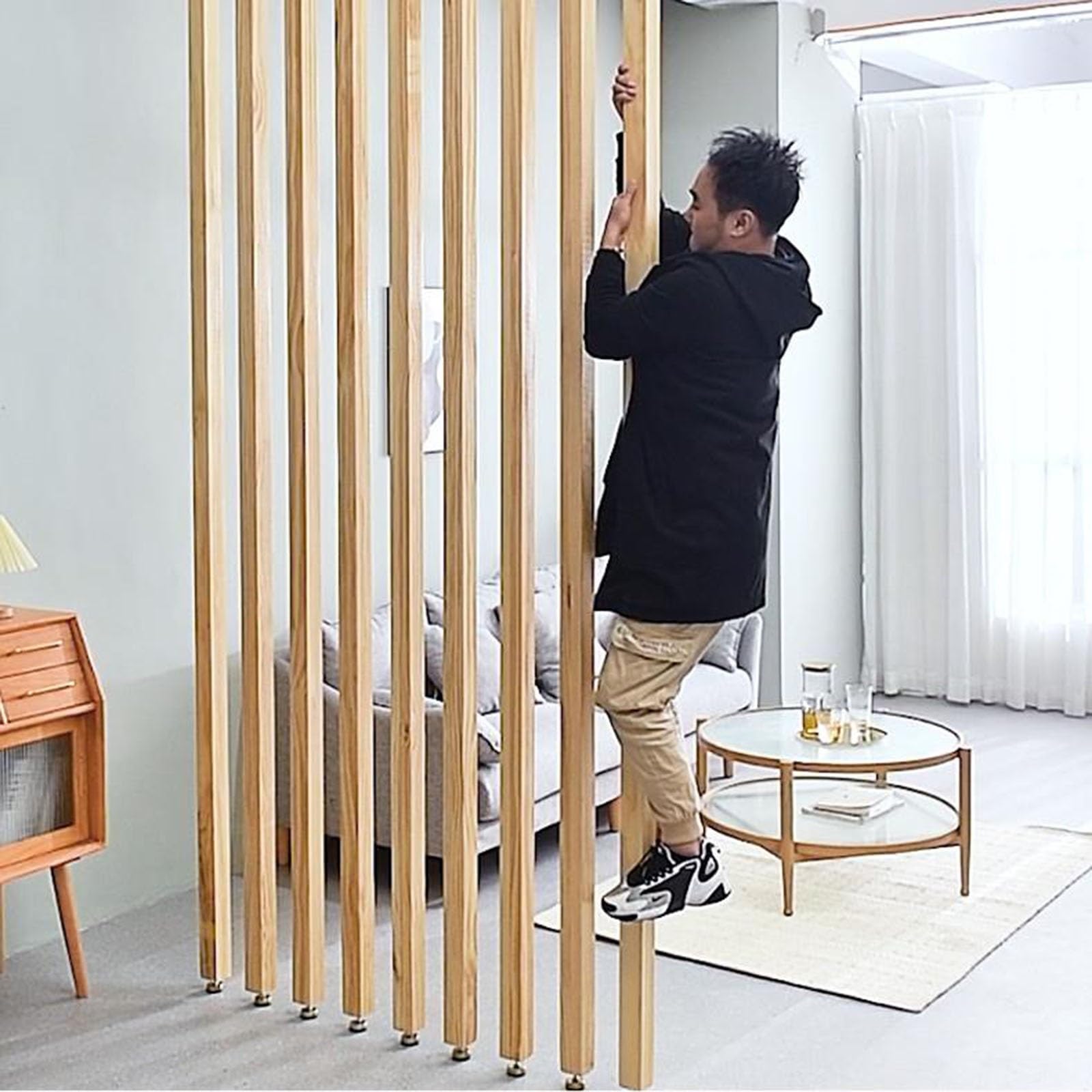 木製スラットデザインパーテーション